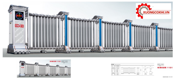 Cổng xếp hợp kim nhôm 1182