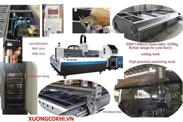 Máy cắt Laser Fiber kim loại EMC-1530F 3 Khung bàn máy cắt Laser Fiber bàn đơn EMC-1530F