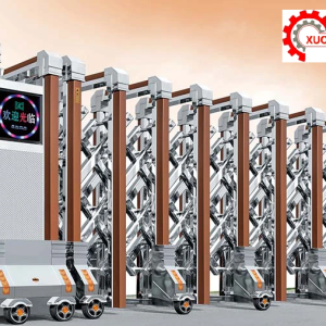 cổng xếp inox chạy điện 208