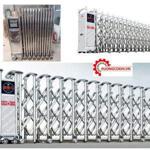 Cổng xếp inox tự động 060