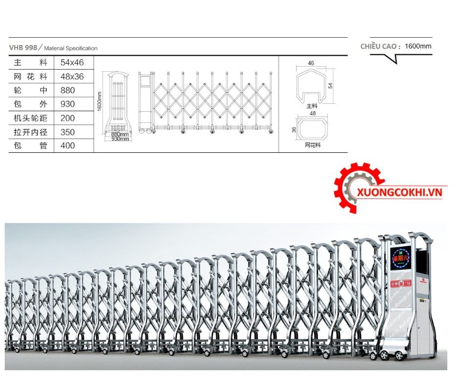 Cửa cổng xếp inox tự động 